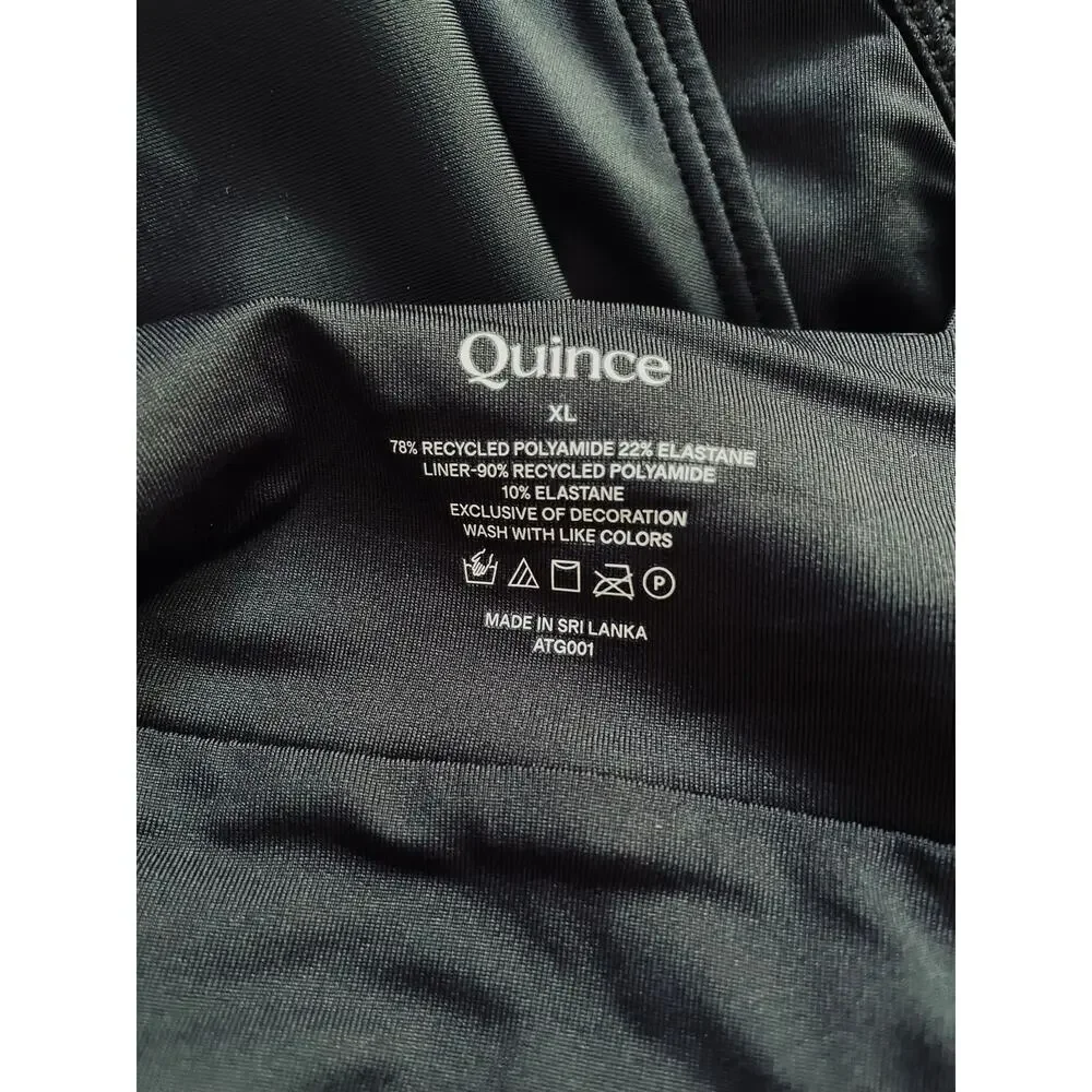 Quince Italian Plunge One-Piece Swimsuit Black Size XL NEW